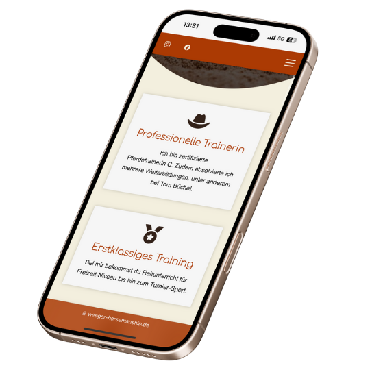 Weeger Horsemanship Website mobil Responsive Ansicht der Website von Juliko Hairstyle & Barber