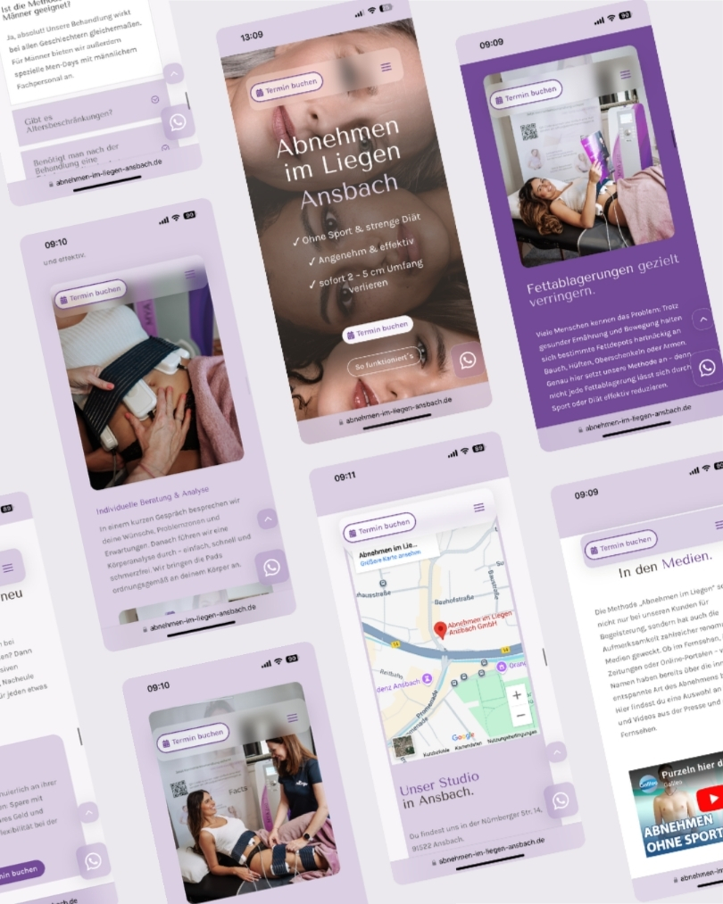 Mobil-Ansicht einer Website fuer ein Beautystudio in Ansbach