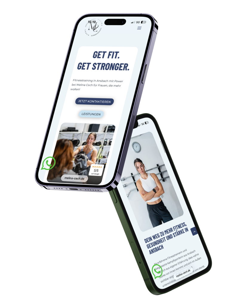 Mobil-Ansicht von Website für Personaltrainerin