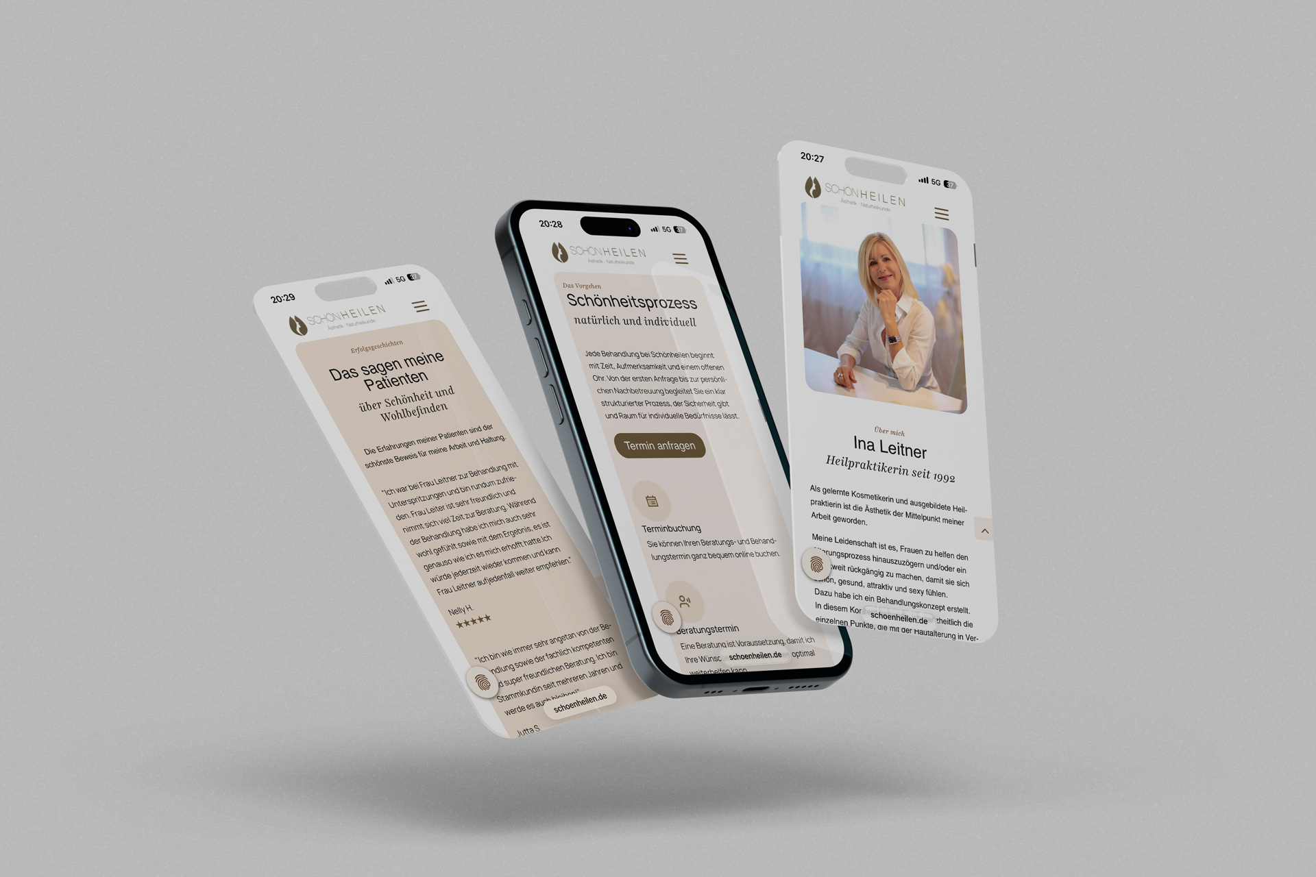 Smartphone-Ansicht von Website für Praxis
