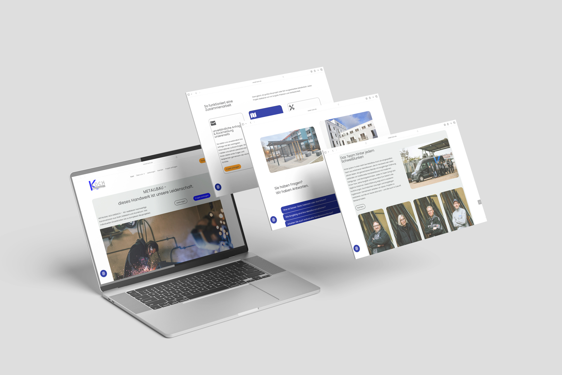 Laptop-Ansicht von Website für Metallbauunternehmen
