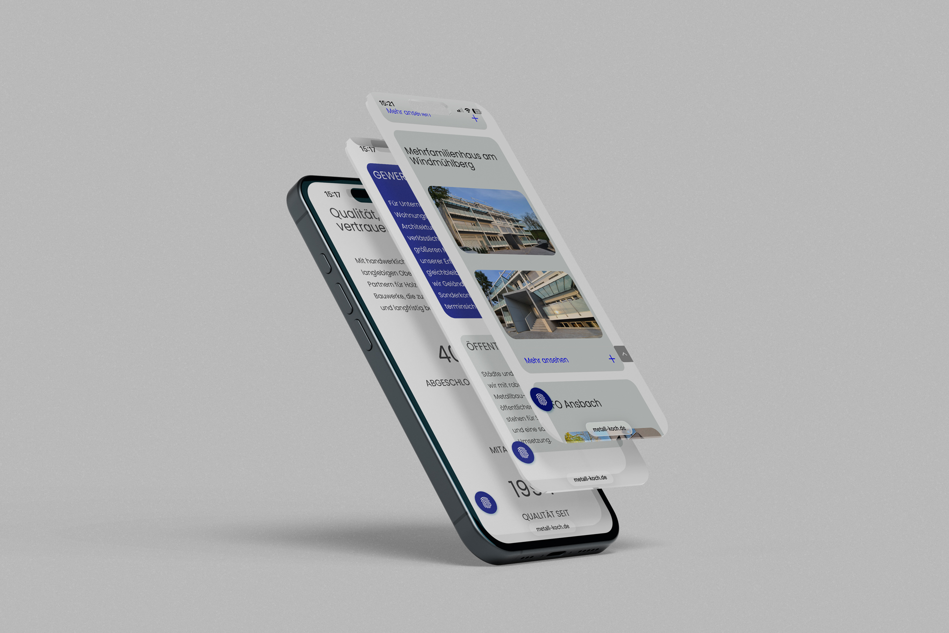 Smartphone-Ansicht von Website für Metallbauunternehmen