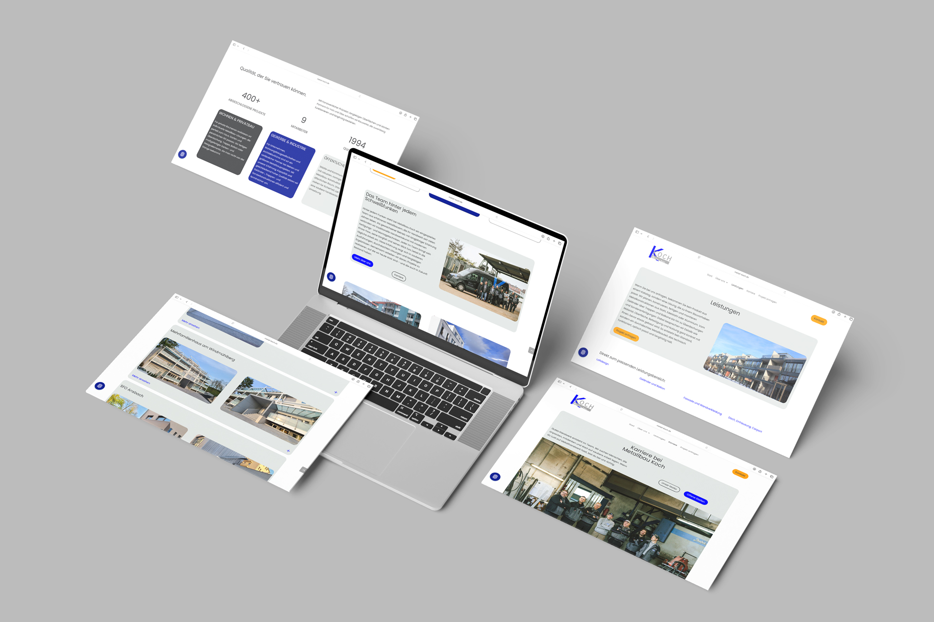 Laptop-Ansicht von Website für Metallbauunternehmen