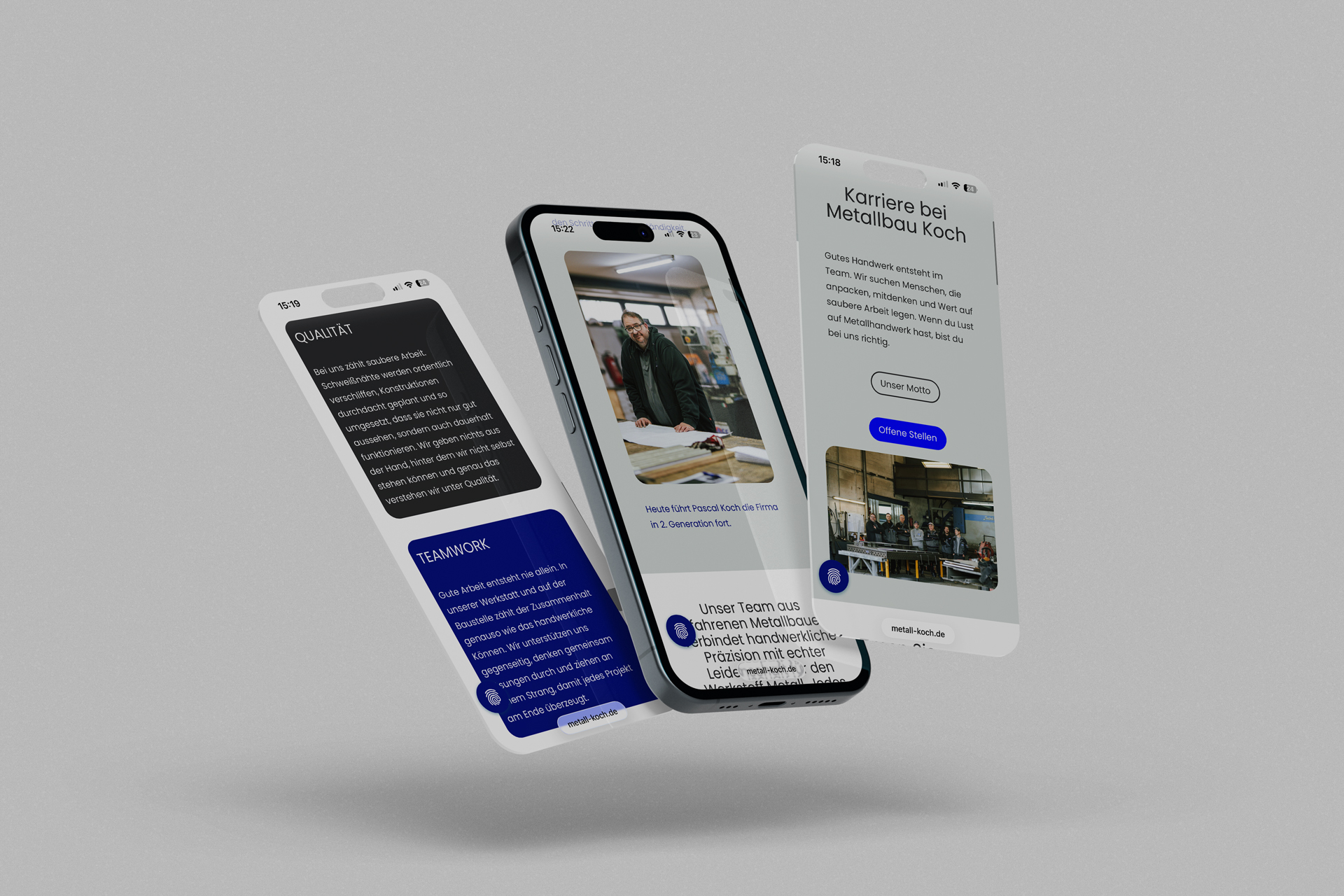 Smartphone-Ansicht von Website für Metallbauunternehmen