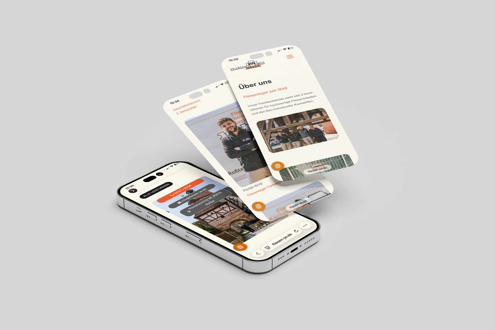 Fliesenleger-Mobile-Website Mobil Ansicht von Website für Fliesenlegerbetrieb